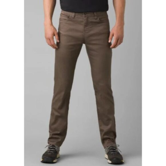 PrAna Bridger Jean Mud Mens 38/28 Slim Fit Straight Stretch 5 Pocket Denim NWT - Picture 1 of 4